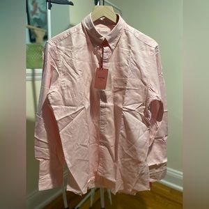 Thomas Pink Slim Fit Smart Casual Weekend Oxford Shirt in Pink.